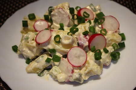 Kartoffelsalat mit Radieschen und Frühlingszwiebeln